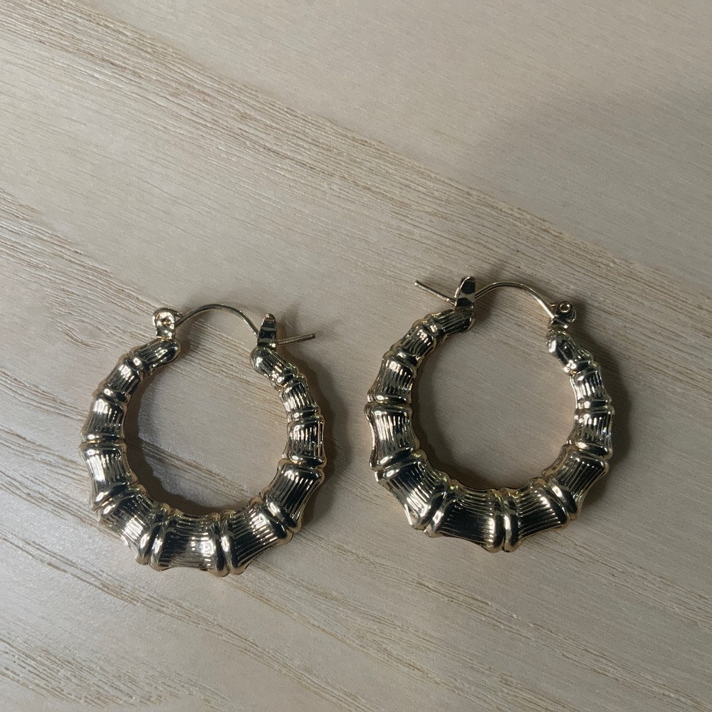 Gold-toned hoop earrings for pierced ears